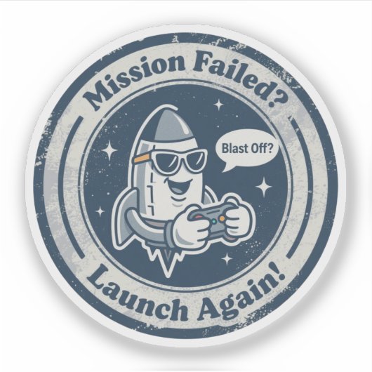 Ruimte- en gameduur "Blast Off?" Raket Sticker (Voorkant)