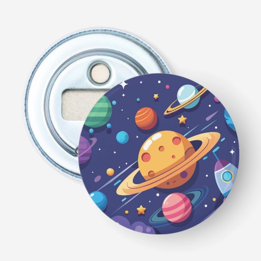 Ruimte- en planetaire thema button flesopener (Voorkant)