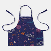 Ruimte en planeten Stoodle in Blauw Gepersonalisee Schort (Voorkant)