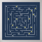 Ruimte en sterren labyrint. Zeemaas. Kinder spel Poster (Voorkant)