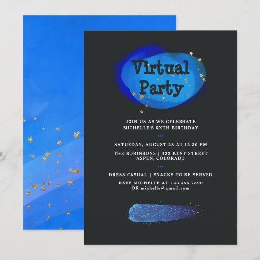 Ruimte Fantasy Virtuele Verjaardagsfeestje Kaart (Voorkant / Achterkant)