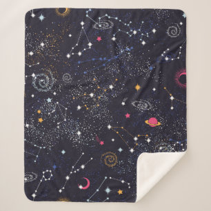 Ruimte Galaxy-constellatie naadloos patroon Sherpa Deken