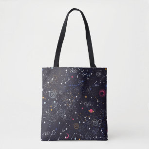 Ruimte Galaxy-constellatie naadloos patroon Tote Bag