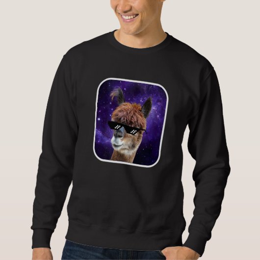 Ruimte Galaxy Pixel Zonnebril Absurd Retro Alpaca Trui (Voorkant)