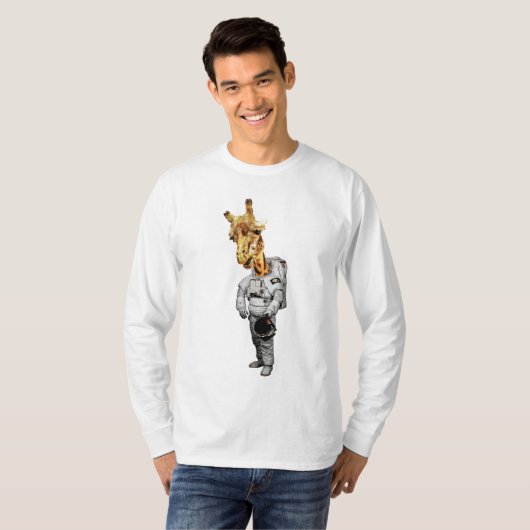 Ruimte-Giraffe Lange hoes T-shirt (Voorkant volledig)