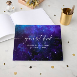 Ruimte Hemels Huwelijk | Elegante Galaxy Kosmisch Gastenboek