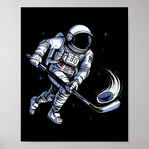 Ruimte Hockey Astronaut Speelt In Zwaartekracht Nu Poster
