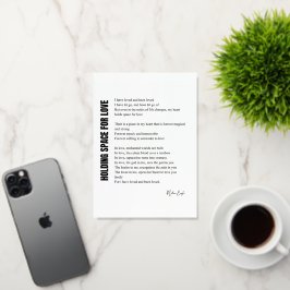 Ruimte houden voor liefdesgedicht folie wenskaart