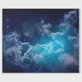 Ruimte in de nachtelijke hemel met wolken en sterr cadeaupapier (Vlak)