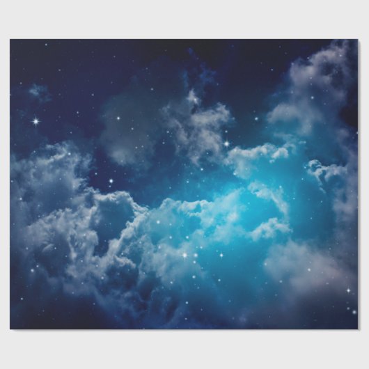 Ruimte in de nachtelijke hemel met wolken en sterr cadeaupapier (Vlak)