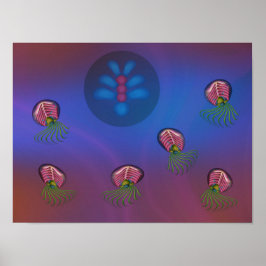 Ruimte-inktvissen en menselijke vorm poster
