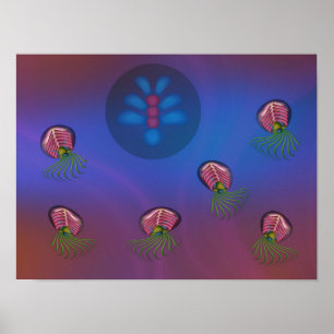 Ruimte-inktvissen en menselijke vorm poster