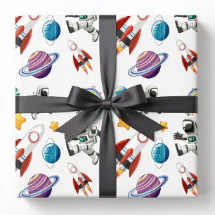 Ruimte Inpakpapier, Astronaut Cadeauverpakking Cadeaupapier