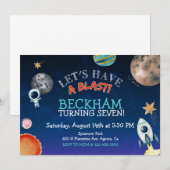 RUIMTE INVITE, KIDS BIRTHDAY, RUIMTETHEMA  AANKONDIGING (Voorkant / Achterkant)