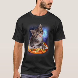 Ruimte Kat Kitten Rijdend Pizza Stelsel Fast Food T-shirt