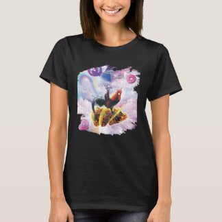 Ruimte Kat Riding Kip Eenhoorn Taco & Donut T-shirt