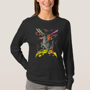 Ruimte Kat Riding Laser Ogen Invasie Dieren T-shirt