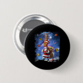 Ruimte kat rijden rendieren en kerstman ronde button 5,7 cm (Voorkant /achterkant)
