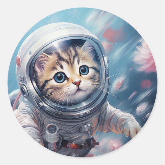 Ruimte Kat Ronde Sticker (Voorkant)