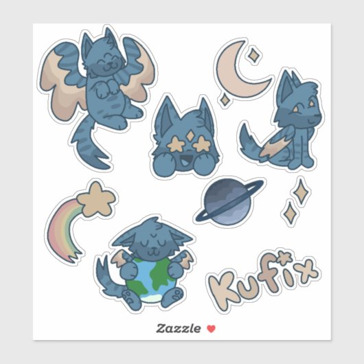 Ruimte kat stickers (Vel)
