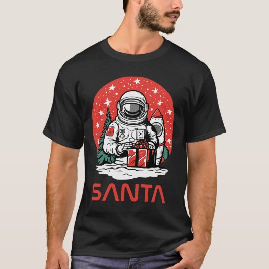 Ruimte Kerstman Astronaut Kosmos Presenteert Cool T-shirt (Voorkant)