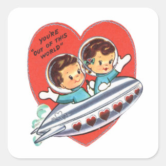 Ruimte Kinder Valentijn Vierkante Sticker