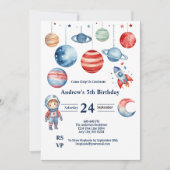 Ruimte Kinderen Astronaut Planeten Rood Blauw Jong Kaart (Voorkant)