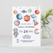 Ruimte Kinderen Astronaut Planeten Rood Blauw Jong Kaart (Staand voorkant)