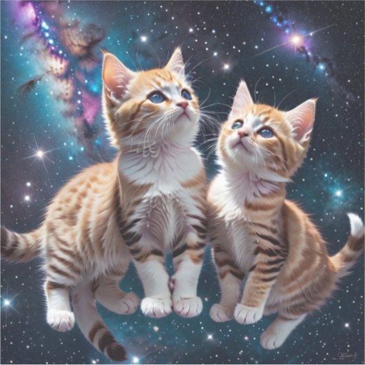 Ruimte Kittens in de Melkweg Sticker (Voorkant)