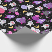 Ruimte Kittens Kat Astronaut Meisjes Paarse Verjaa Cadeaupapier (Hoek)