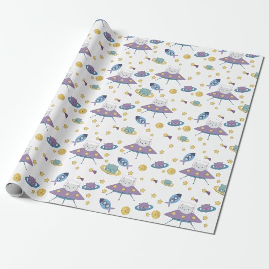 Ruimte Kitty Cadeaupapier (Uitgerold)