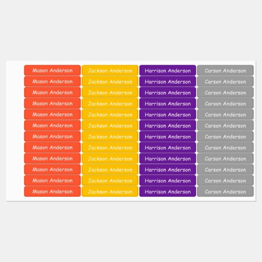 Ruimte kleuren Naam labels voor kinderen waterdich (Vel)