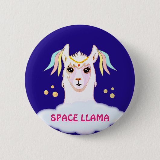 Ruimte Lama Knop Ronde Button 5,7 Cm (Voorkant)