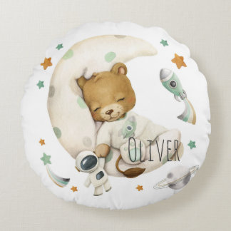 Ruimte leeuw die op de maan slapen rond kussen