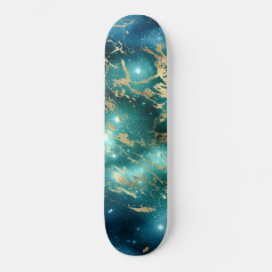 Ruimte Marmer Zwart Groen Sterrennacht Goud Persoonlijk Skateboard