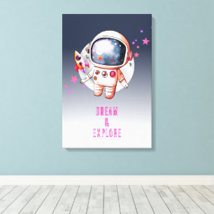 Ruimte Melkweg Maan Astronaut Canvas Afdruk