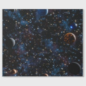 Ruimte met sterrenstelsels, sterren en planeten cadeaupapier (Vlak)