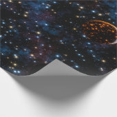 Ruimte met sterrenstelsels, sterren en planeten cadeaupapier (Hoek)