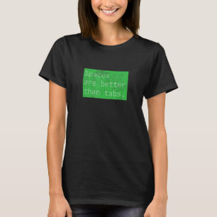 Ruimte over tabbladen, grappige codersoftware, vol t-shirt