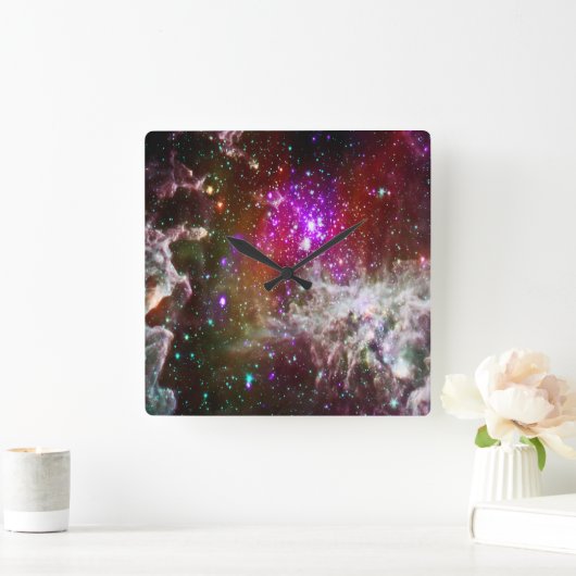 Ruimte - Pacman Nebula Vierkante Klok (Huis)