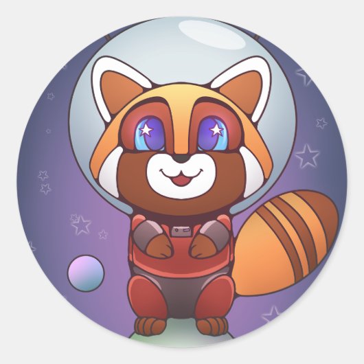 Ruimte Panda Chippy! Ronde Sticker (Voorkant)