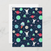 Ruimte Patroon illustratie Aankondigingskaart (Voorkant / Achterkant)