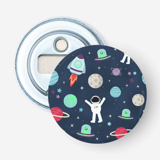Ruimte Patroon illustratie Button Flesopener (Voorkant)