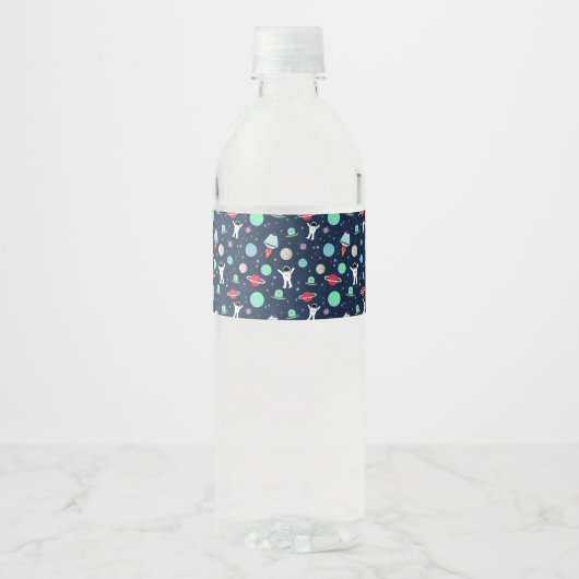 Ruimte Patroon illustratie Waterfles Etiket (Voorkant)