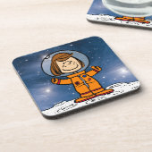 RUIMTE | Peppermint Patty Astronaut Bier Onderzetter (Linkerzijde)