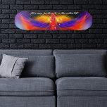 Ruimte Phoenix Wspanwijdte met Uw Citaat Persoonlijk Skateboard<br><div class="desc">Fiery phoenix vliegt door de ruimte op een blauwe en paarse nebulaswolk. Het mousserende cluster van sterren die het hoofd van de mythische vogel omdraaien vormt de Phoenix constellatie. ♡ Idyllfire</div>