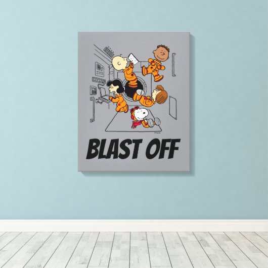 RUIMTE | Pinda's in de ruimte Canvas Afdruk (Insitu (Houten vloer))