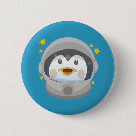Ruimte Pinguïn Ronde Button 5,7 Cm (Voorkant)