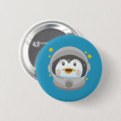 Ruimte Pinguïn Ronde Button 5,7 Cm (Voorkant /achterkant)