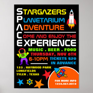 Ruimte, Planetarium-evenement Adverteren Poster